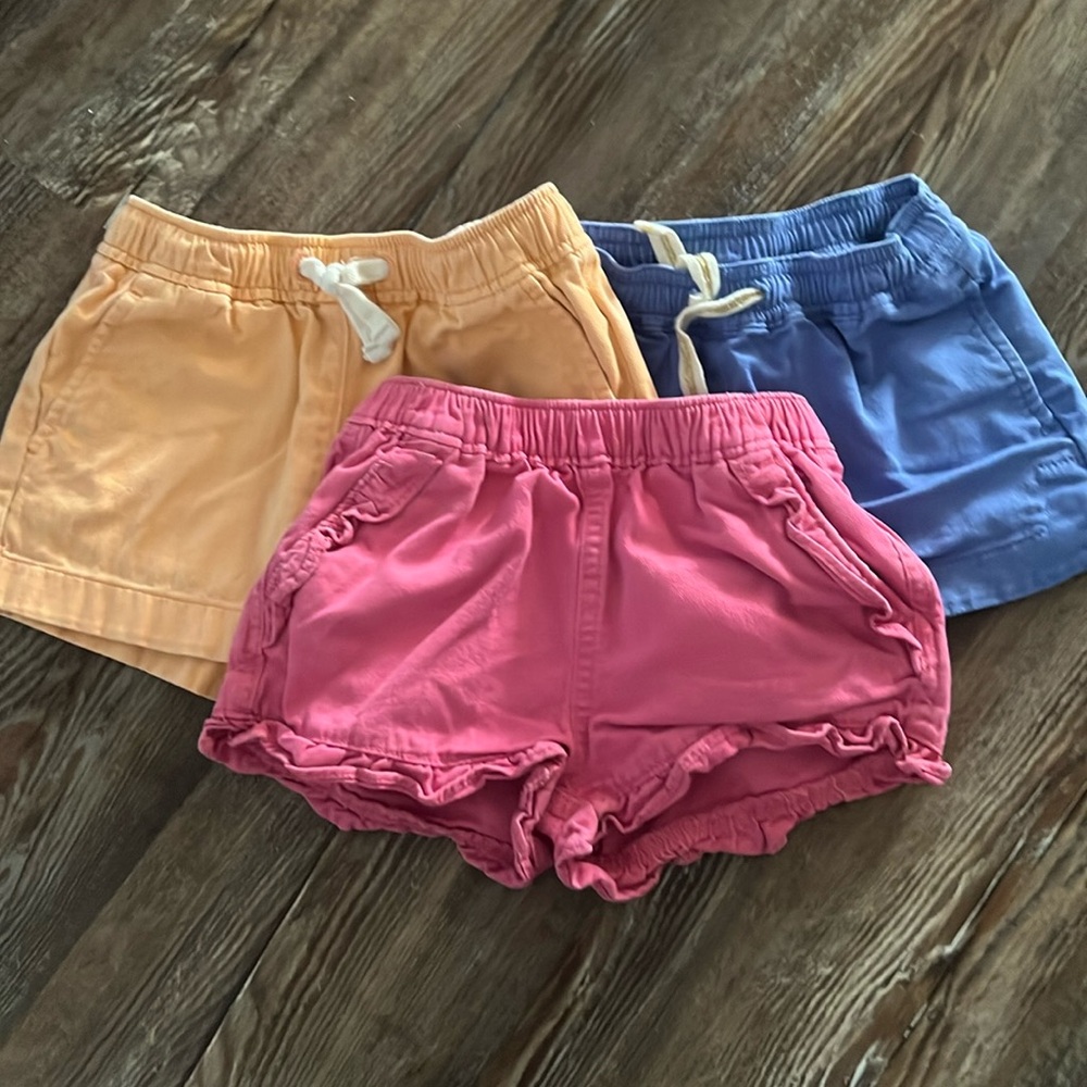 Crew cuts shorts size 4. 3 pair. Blue, orange, pink.